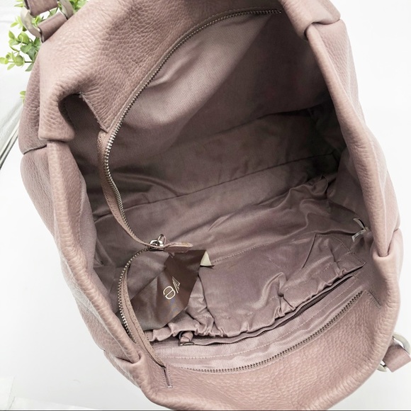 Mauve PINK Pebbled Leather Double Pocket Tote - Picture 14 of 15